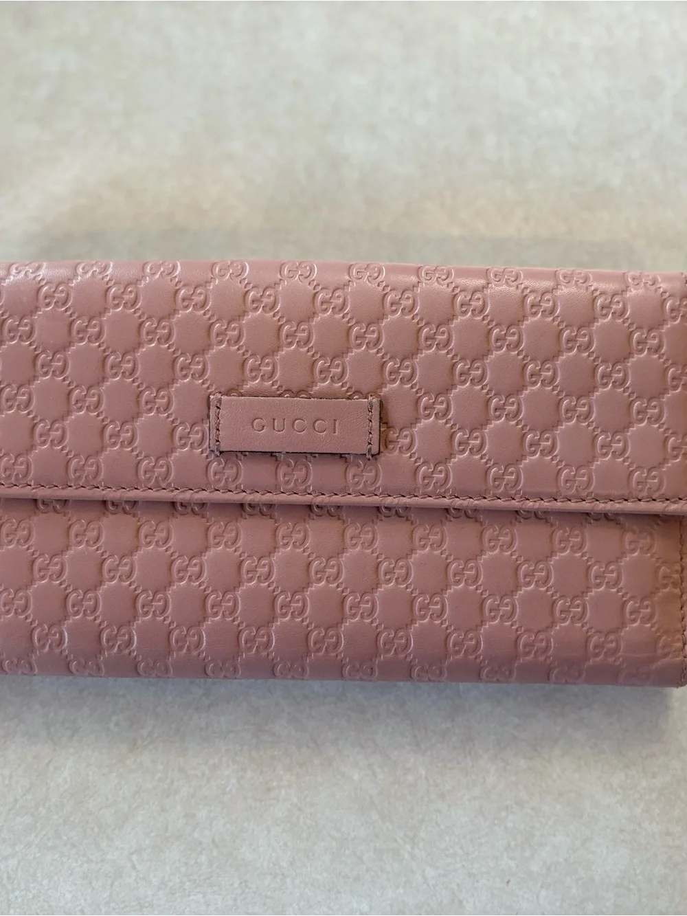 Gucci Blush Pink Embossed GG Leather Wallet - Picture 1 of 10